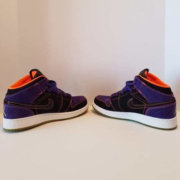 Air Jordan 1 Phat Gs Black Purple Orange-green - Picture 3 of 5